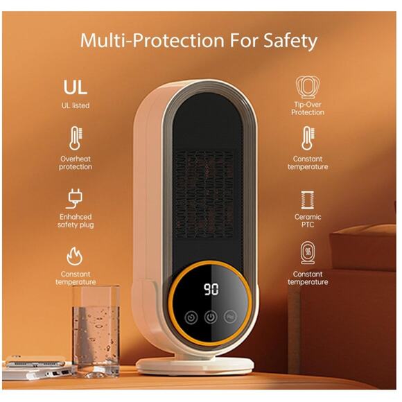 Space Heater Indoor Efficient Adjust Therm,1200W PTC Rapid,Ceramic,Remote,Timer - Picture 6 of 8